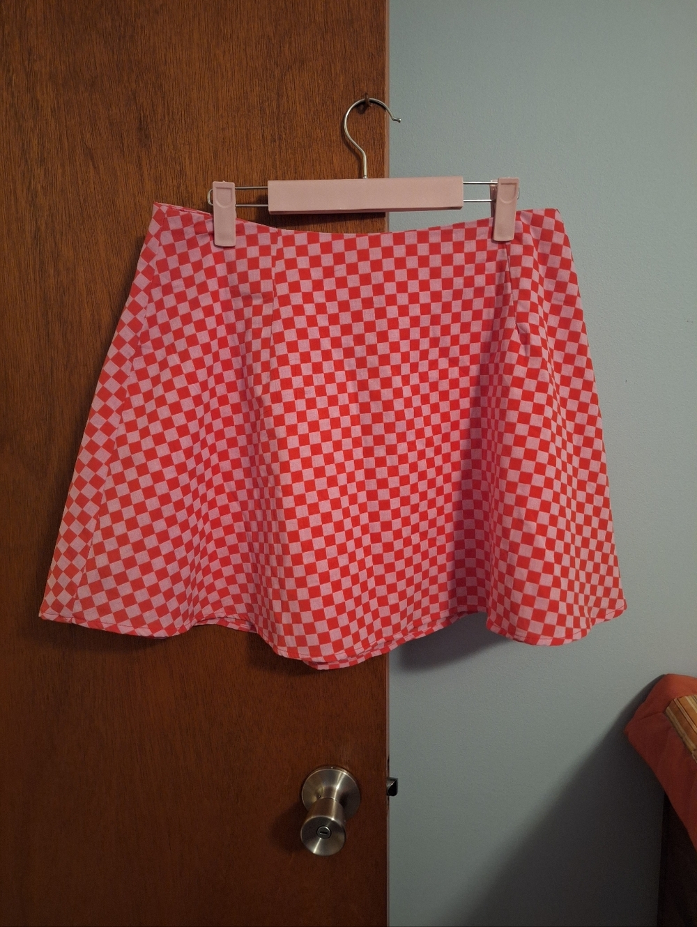 crown & ivy Pink and White Checkerboard Skater Skirt